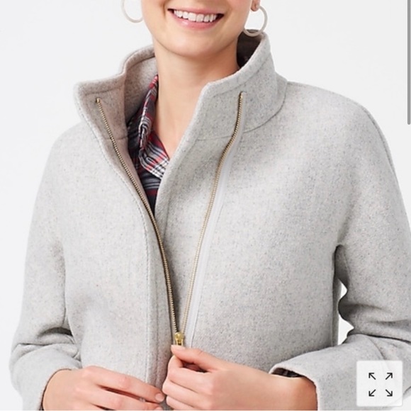 J. Crew Wool Blend Heather Grey Collar Coat size 0! - Picture 2 of 4